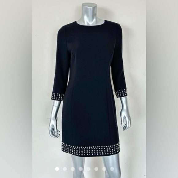 Michael Kors | Chic Black Shift Dress with Studded Trim | Size 0 - Picture 1 of 11